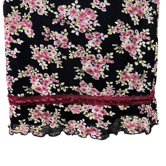 Vintage My Michelle Y2K Floral Rose Lace Grunge Whimsygoth Goth Midi Skirt USA - Picture 5 of 12